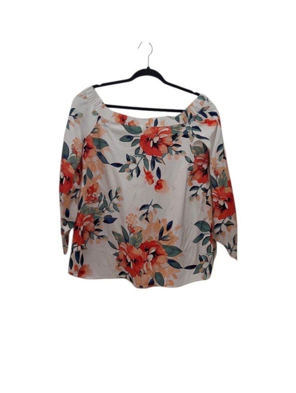 Adrienne Floral Peasant Blouse Large Off Shoulder Cotton Boho Cottagecore